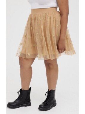 TORRID Tulle Star Brown Gold Skater Mini Skirt Large Fairy Punk Alt Whimsigoth